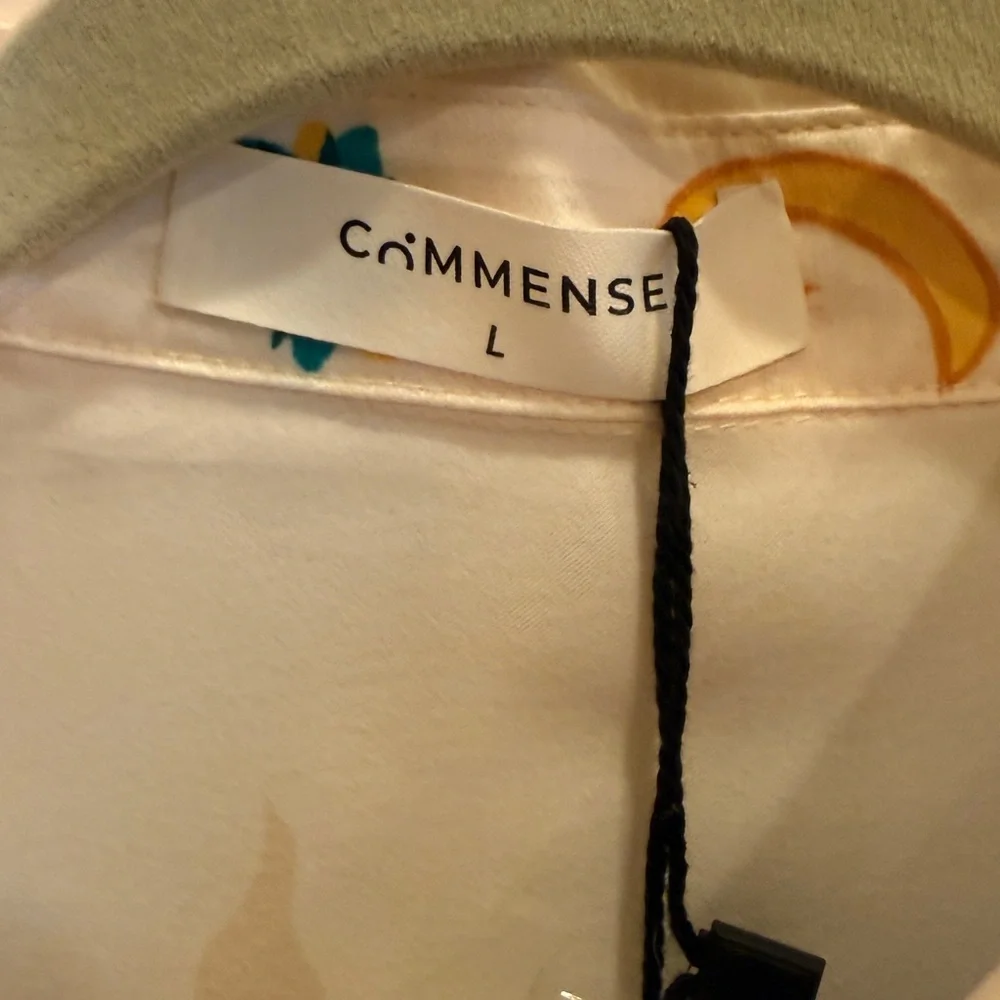 Commense Resort-wear Satin Graffiti Lapel Pants Set sz L - Picture 8 of 16